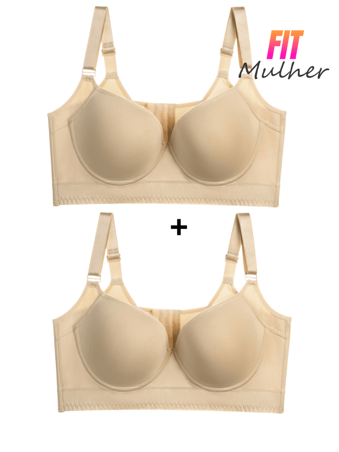 Compre 1 Leve 2 - Sutiã 5D Push Up Esconde Gorduras Costas Embaixo Do Braço Imperfeições Beges / 34