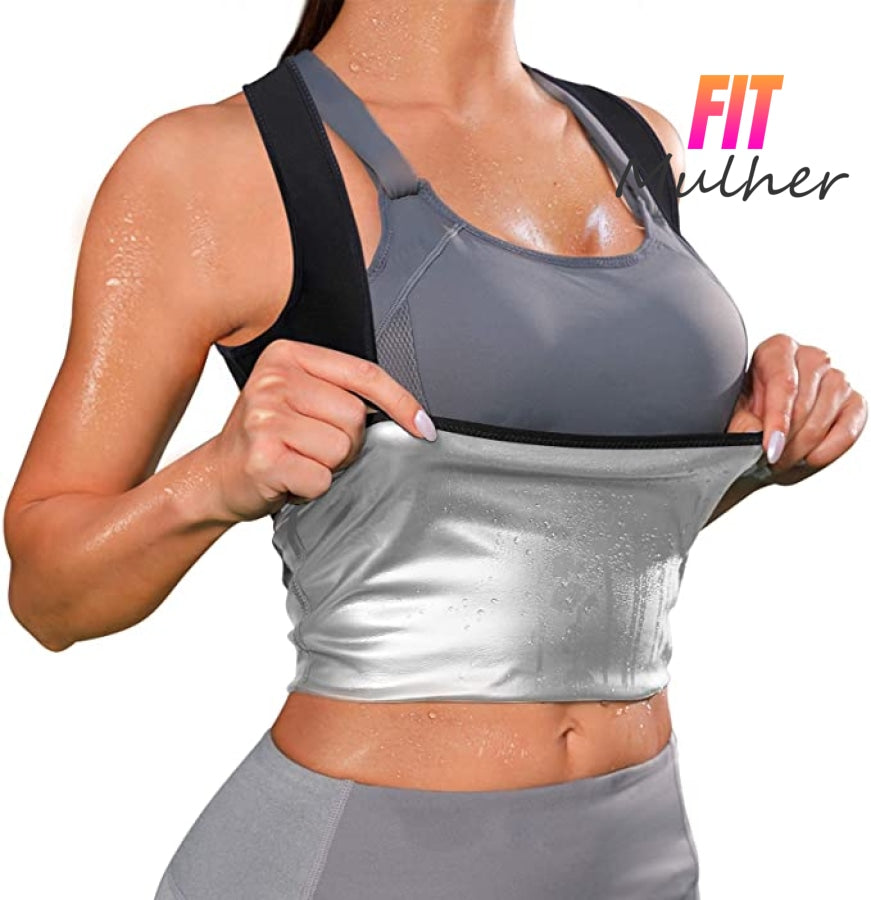 Colete Efeito Sauna Prata Ziper / P-M