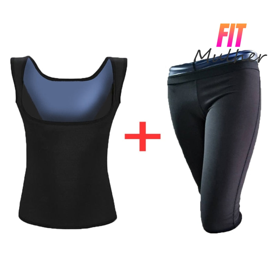Kit Efeito Sauna Camiseta + Calça Cinta Modeladora Camisa / P M