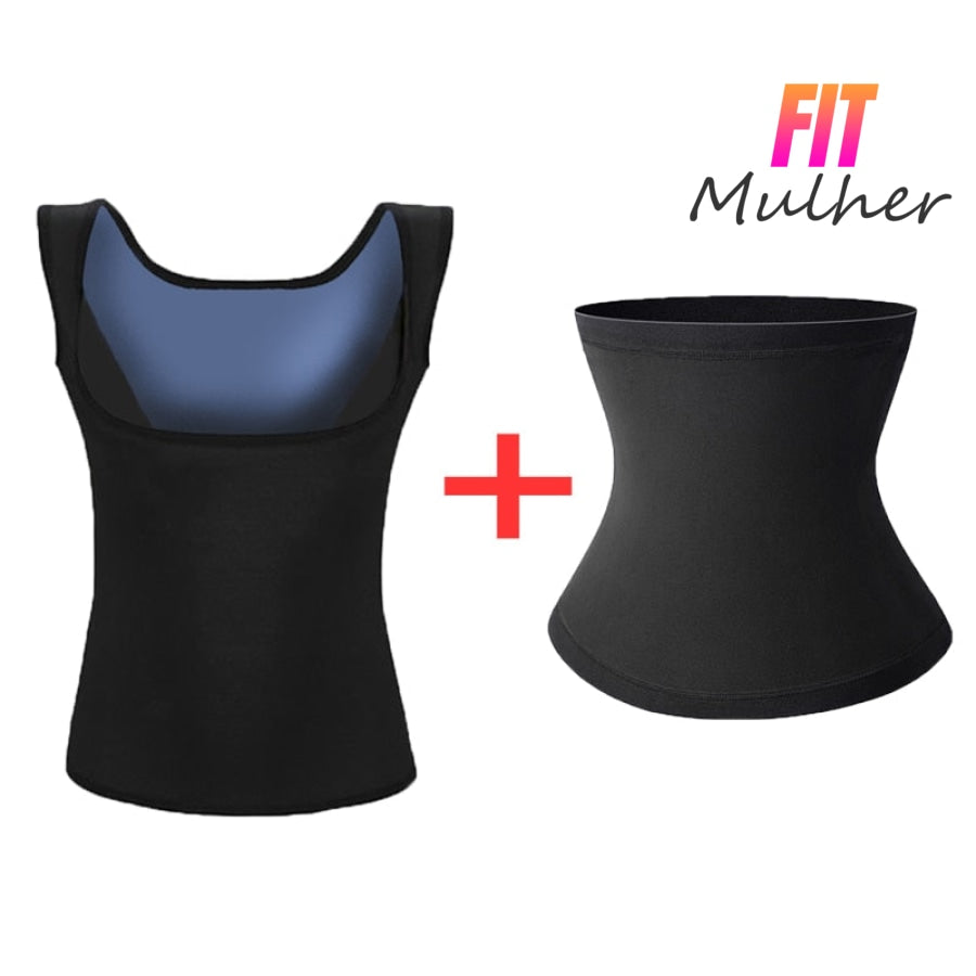 Kit Efeito Sauna Camiseta + Calça Cinta Modeladora Camisa / P M