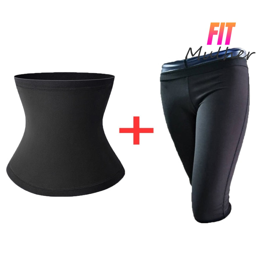 Kit Efeito Sauna Camiseta + Calça Cinta Modeladora / P M