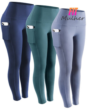 Legging Pocket (Compre 2 E Leve 3) Marinho / Verde Azul 3Pcs P