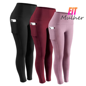 Legging Pocket (Compre 2 E Leve 3) Preto / Rosa Azul 3Pcs P