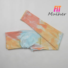 Legging Tie Dye Efeito Empina Bumbum Calça Amarela / P