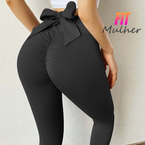 Legging Transpirável Lisa Com Laço Push Up