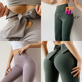 Legging Transpirável Lisa Com Laço Push Up