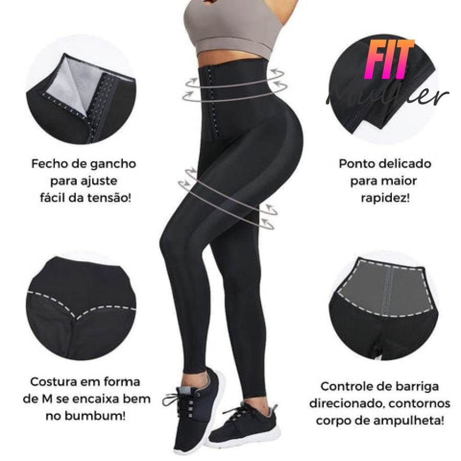 Liquidação Relâmpago (Último Dia) - Leg Efeito Sauna Modela Cintura Queima Calorias Pochete E Ideal