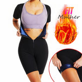 Sauna Suit For Women Sweat Vest Waist Trainer 3 In 1 Slimming Full Body Shaper Workout Top With